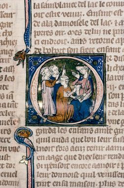 Pharien seeking counsel from King Claudas about his wife's infidelity with the king (S III 23/8-11).